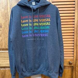Official Universal Studios  'Love is Universal' hoodie. Size L
